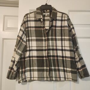 Madewell Checkered Shirt in Green and Cream